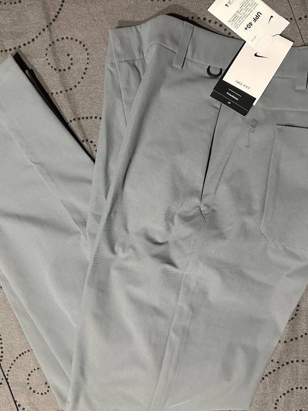 NIKE 24.7 GOLF SLIM #080 GRAY PANTS SIZE 38 32 x 34 & 32 MEN $125 DEFECT INSEAM
